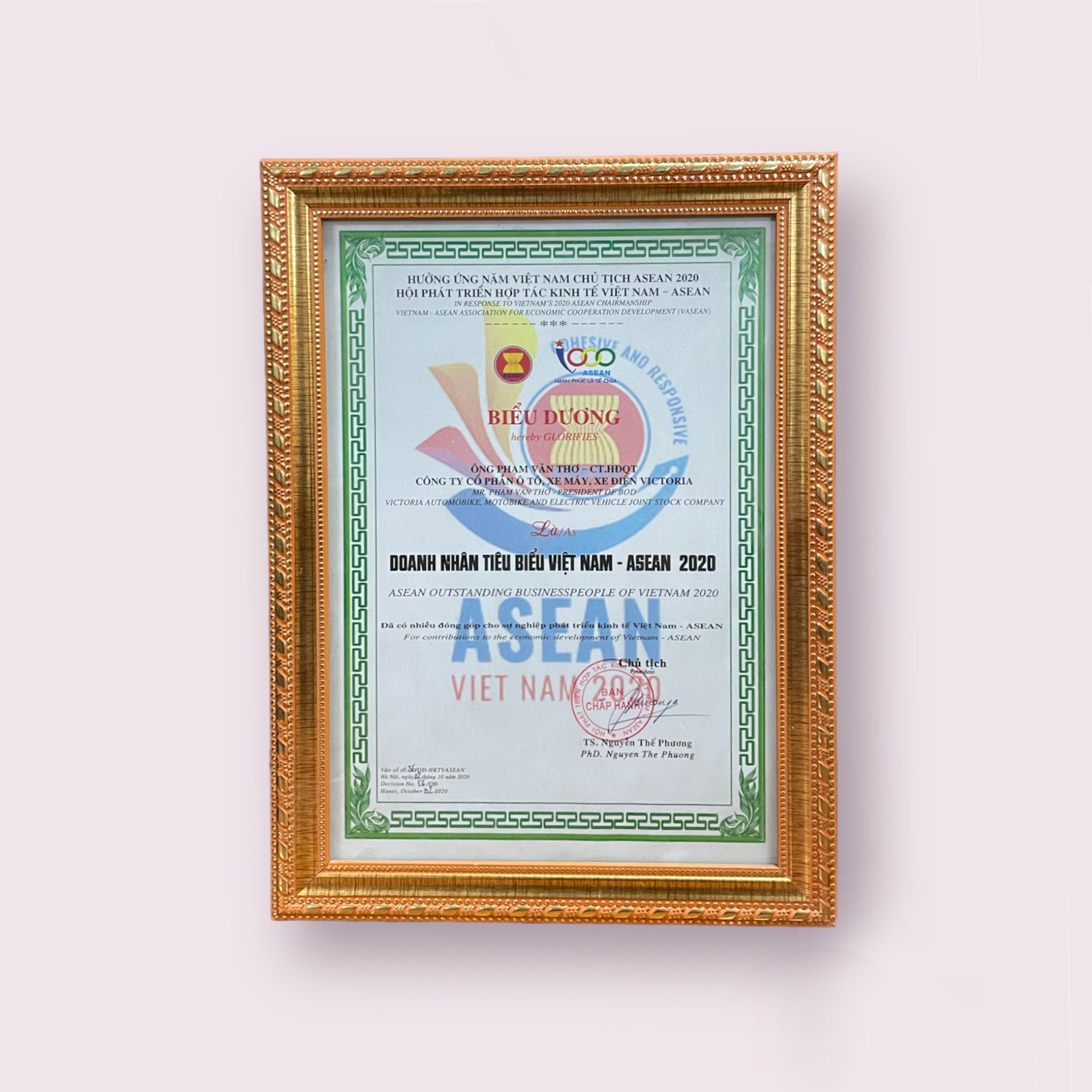 Danh hiệu Doanh nhân tiêu biểu Việt Nam – ASEAN 2020